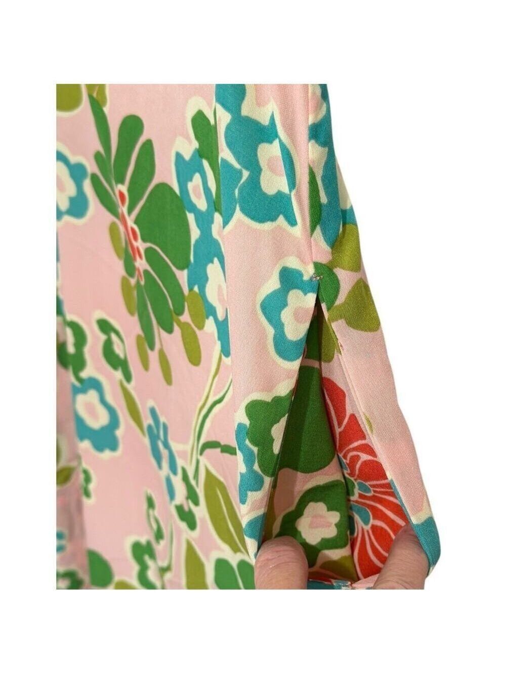 NWT Easel Los Angeles Sz L Floral Tropical Print Pink Blossom Maxi Dress NEW - Picture 6 of 11